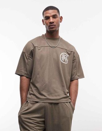 Good For Nothing Maglia da hockey oversize in jersey marrone in coordinato