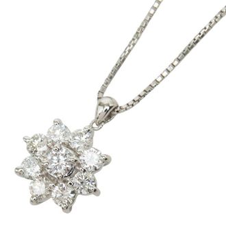Seiko Platinum Diamond Snowflake Pendant Necklace