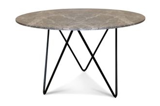 PIB Mesa redonda de metal negro y m&aacute;rmol gris