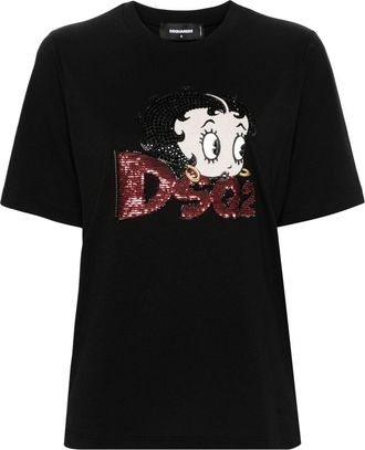 Dsquared2 x Betty Boop cotton T-shirt - women - Cotton - M - Black