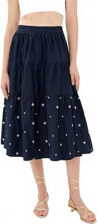 En Saison Irene Midi Skirt In Navy