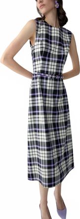 Carolina Herrera Plaid A-Line Midi Dress In Black/white