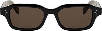 Celine 3 Dots 52mm Rectangle Sunglasses in Shiny Black/brown at Nordstrom