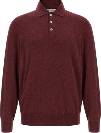 Brunello Cucinelli Maroon Wool Polo Shirt