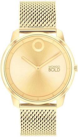 Movado Trend Element Quartz Gold-toned Metallic Museum Dial Mens Watch 3601015