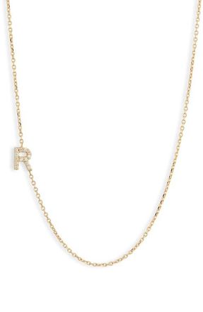 Anzie Love Letter Pavé Diamond Initial Pendant Necklace in Gold-R at Nordstrom, Size 16