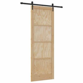 Berkfield Home Sliding Door with Hardware Set ORKDALSolid Wood Pine in Beige