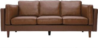 Miliboo Sof&aacute; Cuero Vintage 3 Plazas Marr&oacute;n Bradley - Cuero De B&uacute;falo