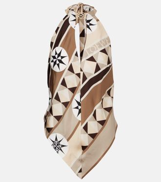 スカーフ VALENTINO GARAVANI BEIGE AND BLUE SILK SCARVES スカーフ VALENTINO GARAVANI BEIGE AND BLUE SILK SCARVES