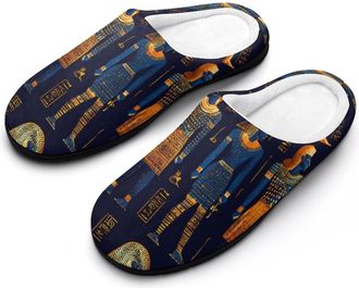 Generic Ancient Egypt Egyptian Symbols Slippers Men Winter Warm Cotton Anti-Slip Indoor Slip-Ons House Shoes