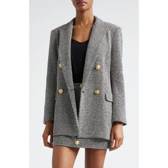 L'agence Riva Double Breasted Knit Blazer in Blackivor at Nordstrom Rack, Size 18