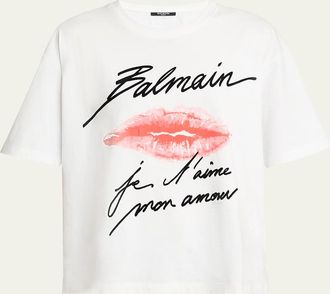 Tシャツ・カットソー BALMAIN Woman T-Shirt White BF1EE020BB02 GAB T-shirt with Balmain Paris print - Women | BALMAIN