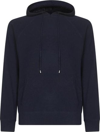MC2 Saint Barth Blauwe Wollen Hoodie - Heren - V-hals truien - Blauw - L - Wol - Truien & Vesten