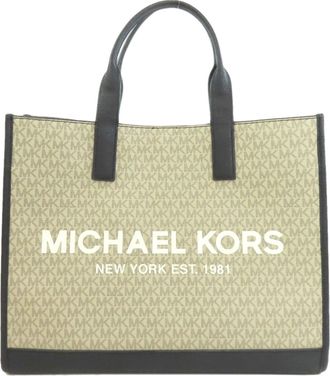 Michael Kors Beige Black Pvc Tote Bag (Pre-Owned)