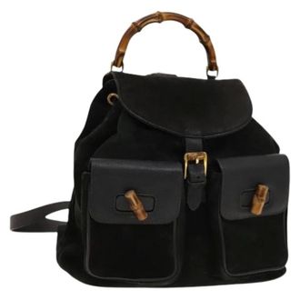 Gucci Pre-owned Backpacks, female, Black, Size: ONE SIZE Pre-owned Suede backpacks