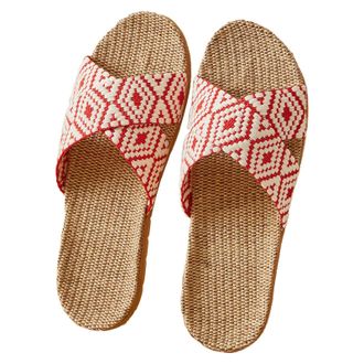 Generic Ladies Slippers Retro Colour Blocking Couple Shoes For Women Uk Non-Slip Indoor Bathroom House Slipper Work From Home Sandals Flat Outdoor Wearable Ho