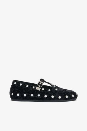 Ganni Mary Jenny Moccasins in Black Velvet - Size 36