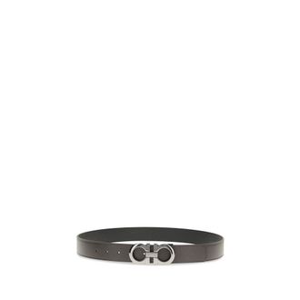 Ferragamo Reversible Calf Leather with Gancini Buckle Belt - Brown