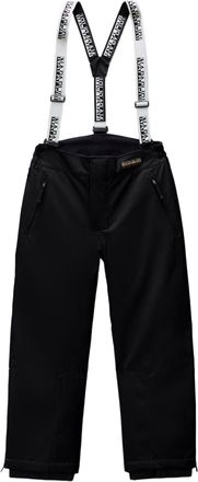 Napapijri Casual Black Pants With Adjustable Suspenders And Zipper Details