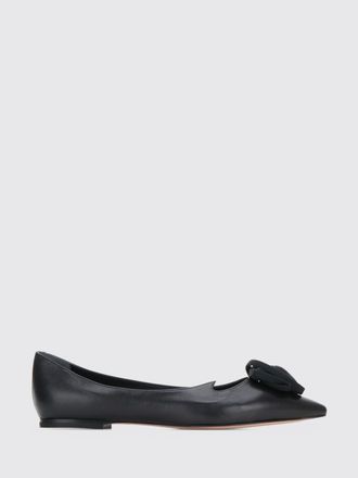 Roger Vivier Rose Smooth Leather Ballet Flats with Floral Appliqu&eacute;