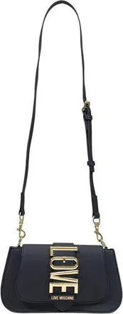 Love Moschino Womens Logo-Embellished Polyurethane Shoulder Bag Black