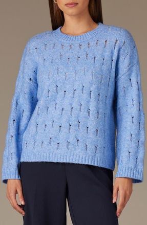 Wit & Wisdom Open Stitch Pullover Sweater in Heather Cerulean Blue at Nordstrom, Size X-Large