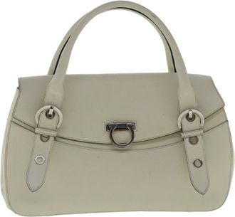 Ferragamo Gancini White Leather Handbag (Pre-Owned)