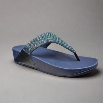 FitFlop Womens Lulu Crystal Toe-Post Sandals In Iridescent Navy