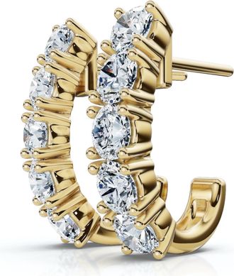 Pompeii3 1Ct Diamond Hoops Womens Earrings 10k Gold Lab Grown