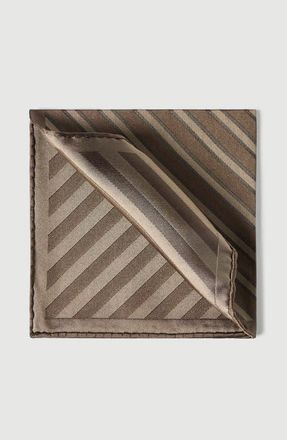 Brunello Cucinelli Regimental stripe silk pocket square in Grey at Nordstrom
