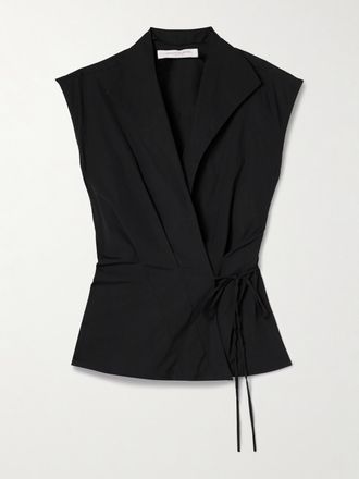 Carolina Herrera Top A Portafoglio In Popeline Di Misto Cotone Con Pieghe - Nero