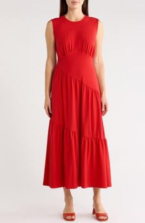 DKNY Gathered Sleeveless Tiered Maxi Dress in Scarlet at Nordstrom Rack, Size X-Large
