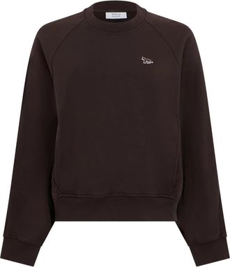 Maison Kitsun&eacute; Baby Fox Open Pocket Sweatshirt - Dames - Sweatshirts - Bruin - L - Katoen - Hoodies & sweatvesten