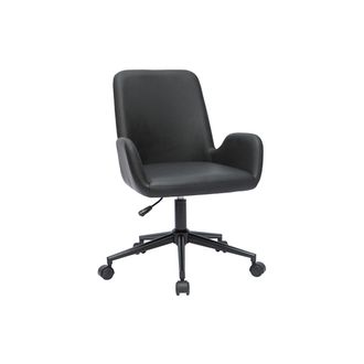 Miliboo Miliboo - Silla De Escritorio De Poliuretano Negro Y Metal Negro Alban