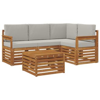 vidaXL Conjunto De Sof&aacute;s De Exterior 5 Pcs Gris Natural Y Claro Vidaxl