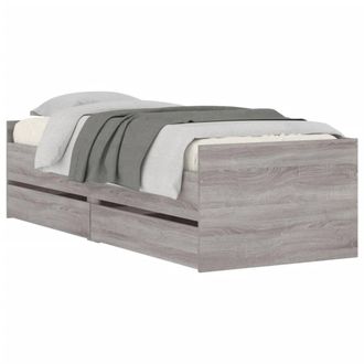 Berkfield Home Modern Bed Frame with Drawers without Mattress Grey Sonoma 100x200 cm