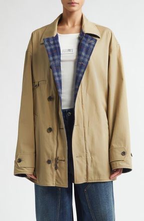 Maison Margiela Reversible Coat in Beige/Blue at Nordstrom, Size 6 Us