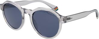 Polaroid Unisex Round Sunglasses Clear Frame Uv Protection - Grey - One Size