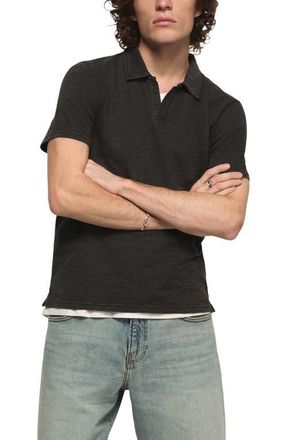 Lucky Brand Johnny Collar Slub Jacquard Polo in Caviar at Nordstrom, Size X-Large
