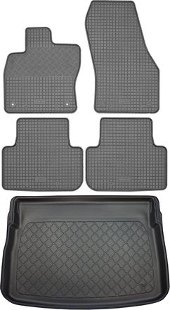 OEM Volkswagen Golf Vii Sportsvan Van (5 Puertas) Desde 05.2014: Juego De Alfombrillas De Goma Para Coche + Alfombrilla Para Maletero