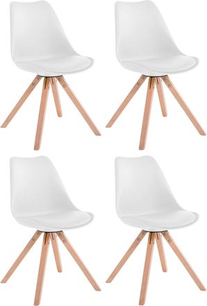 Clp Clp - Set De 4 Sillas Para Comedor Toulouse Square En Polipiel Blanco Natural