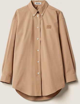 Miu Miu Poplin Shirt, Woman, Khaki, Size 36