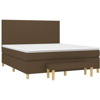 vidaXL Cama Box Spring Con Colch&oacute;n Tela Marr&oacute;n Oscuro 180x200 Cm Vidaxl