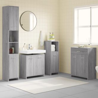 Berkfield Home 4 Piece Bathroom Furniture Set Grey Sonoma Engineered Wood
