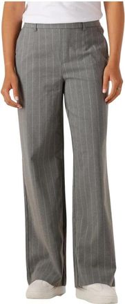 Object Wijde broek voor stijlvolle vrouwen - Dames - Straight fit broeken - Grijs - L - Polyester - Broeken