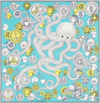 Inou&iuml; Editions Womens Carre 65 Octopus Square Scarf In Turquoise