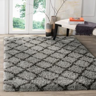 Safavieh Indie Shag Machine Made Area Rug, Grey / Dark Grey Shag Flokati Style Easy Care