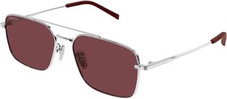 Gucci Specialized Fit Rechthoekige Zonnebril - Dames - Zonnebrillen - Grijs - 58 MM - Nylon - Accessoires