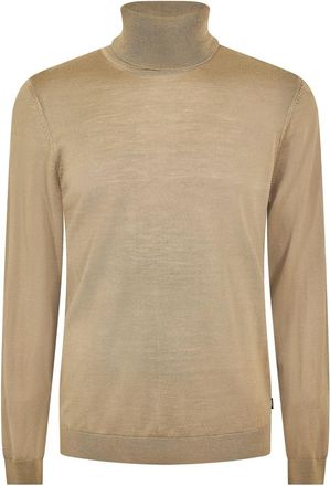 HUGO BOSS Mens Turtle Neck Long Sleeve Sweater in Open Brown - Size X-Large