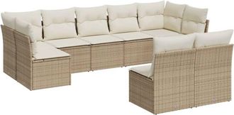 vidaXL Set De Sof&aacute;s De Jard&iacute;n 9 Pzas Con Cojines Rat&aacute;n Sint&eacute;tico Beige Vidaxl
